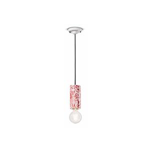 Ferroluce H&auml;ngelampe PI, Blumenmuster &Oslash; 8 cm rot/wei&szlig;