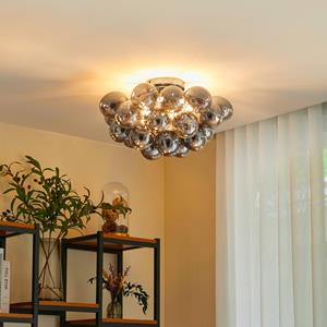 Lucande Deckenleuchte Diborah, rauchgrau, Glas, &Oslash; 50 cm, G9