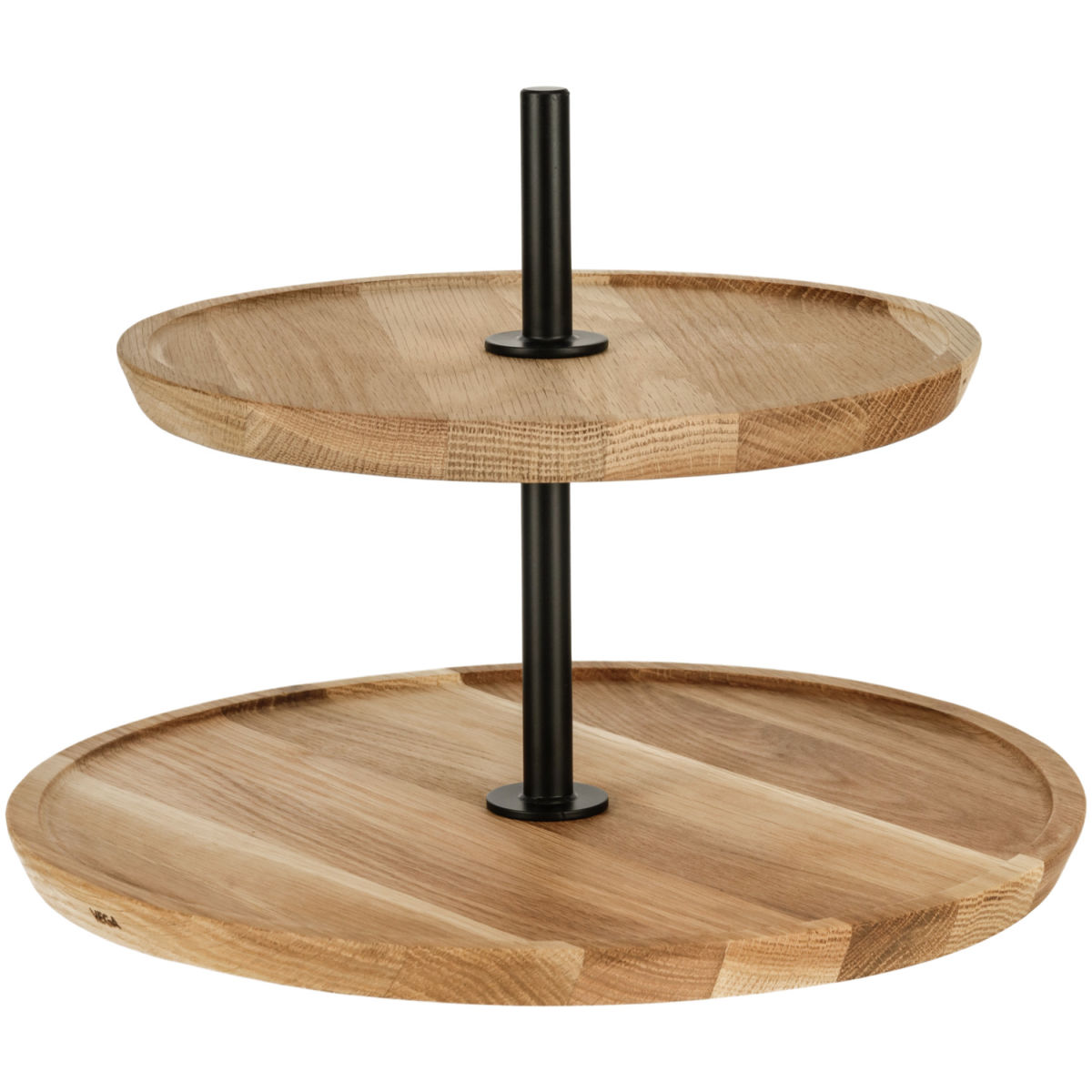 Vega Etagère Cornu 2-etage kort zonder poten; 34.8x25.5 cm (ØxH); eiken/zwart; rond
