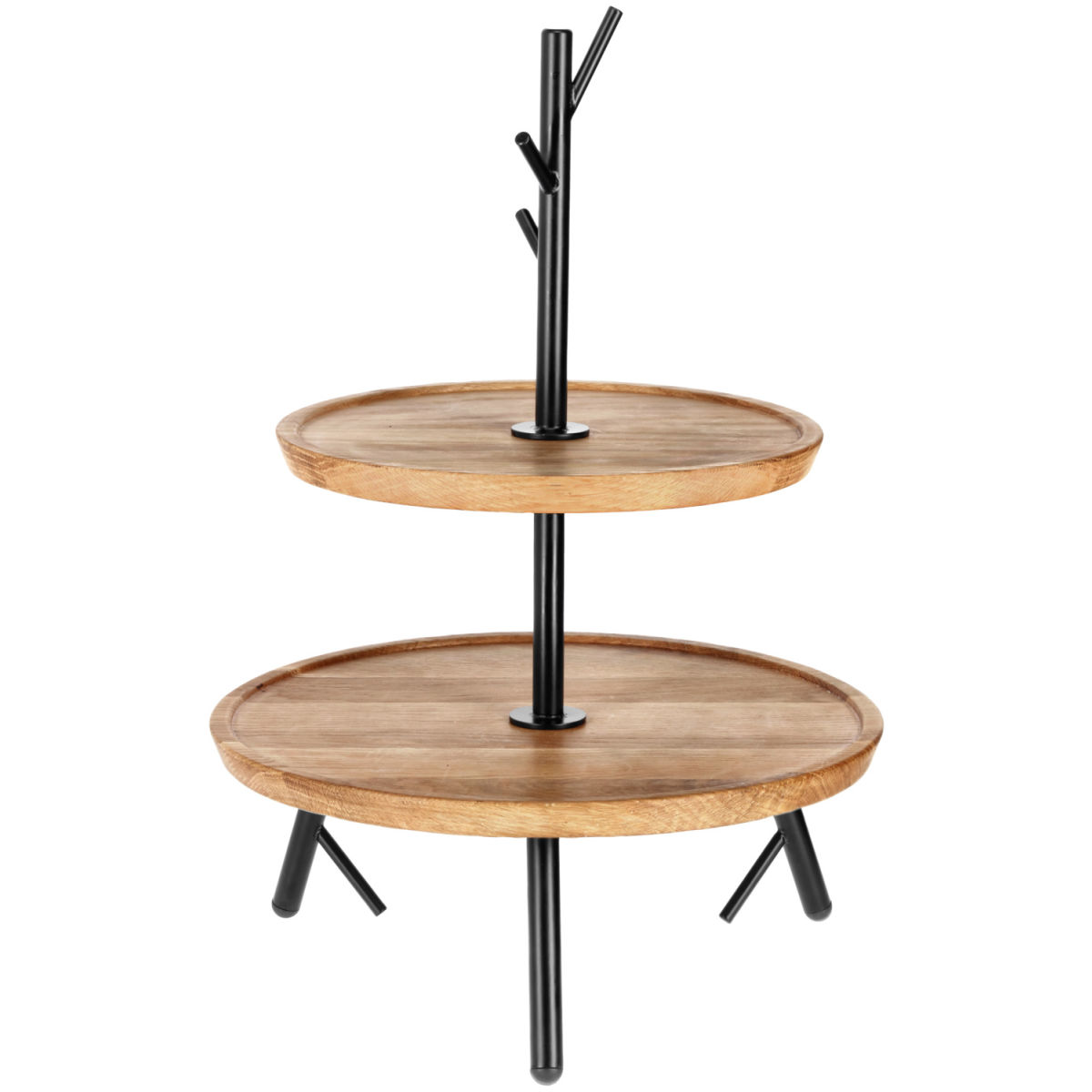 Vega Houten bord Cornu 2-etage; 34.8x50.4 cm (ØxH); eiken/zwart; rond
