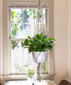 TOMTOP JMS 4 stuks Macramé Plantenhanger Vintage Touw Mand Binnen Buiten Bloempot Houder Decoratie 4Pcs