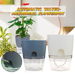 Sinking fish Luie bloempot Automatische wateropname Plastic pot Groene plant Watercultuur grijze kleur