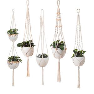 NuoNuotime Macrame Plant Hanger Manden Bloempotten Houder Balkon Muur Opknoping Planter Decor Geknoopt Hijstouw Huis Tuinbenodigdheden A