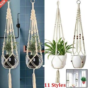 Happy6 1PC Vintage Katoenen Touw Tuin Plant Decoratie Hangende Bloempotten Houder Hangende Mand Bloempot Net Mand
