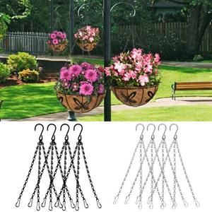 Tliyetper 4 stks/set Bloemenmand Hanger Dubbele Haak Ijzeren Bloem Plant Pot Vervanging Kettinghanger Tuin Supply zilver