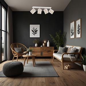 Argon Deckenleuchte Suerte, cremewei&szlig;, Leinentextil, 4-flammig