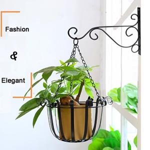 HOMEKA Hangende plantenbeugel Prachtige tuindecoratie Draagbare Europese stijl Bloempot Muurplanter voor balkon 20*25cm zwart