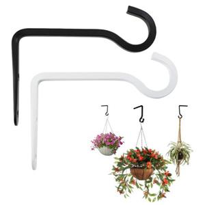 Amusedly 2 stuks plantenhanger roestbestendig hangende bloemenmanden haken eenvoudige installatie vogelvoeders haak voor buiten zwart