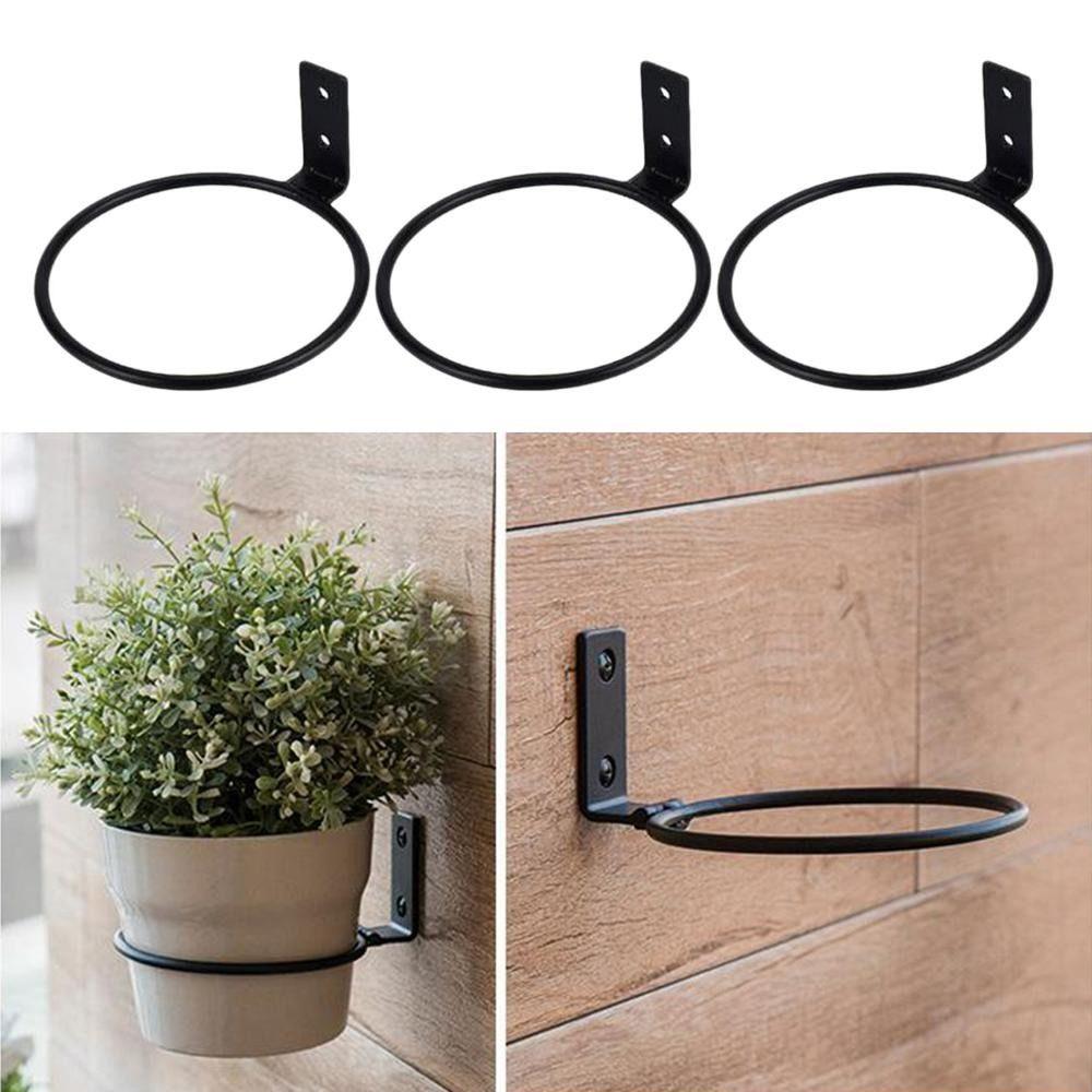 CDhekuo Metalen bloempothouder ring wandmontage plantenbakken rek duurzame plantenbak pot standaard leuning 4Inch-Fixed