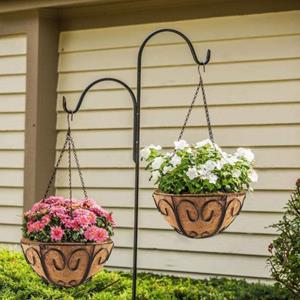 HOMEKA 4 stks/set Bloemenmand Hanger Dubbele Haak Ijzeren Bloem Plant Pot Vervanging Kettinghanger Tuin Supply zilver
