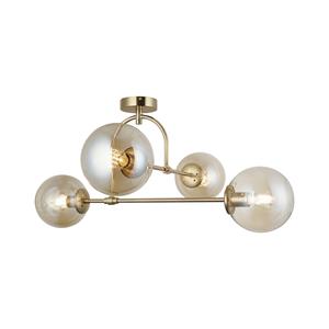 Lucea Deckenleuchte Portemo, messing, L&auml;nge 83 cm, 4-flammig, Glas