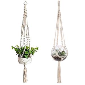 HOMEKA Handgeweven hangende plant bloempot houder mand katoenen touw bonsai hanger A1002