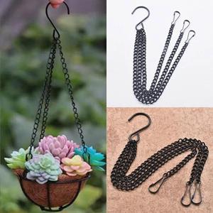 Woroom Ijzeren bloemenmand hangende ketting met haak voor tuinhuisdecoratie Multifunctionele zwarte ketting DIY mode tuinaccessoires 50cm/19.7inch