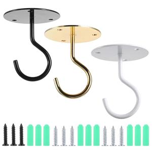 Dalabjng Metal Plant Bracket hanging basket hooks Wall Mount Hangers Ceiling Hooks for Hanging Plants Gold 65mm
