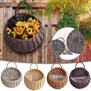Eason Handgemaakte geweven hangende mand, opbergmand, bloempot, hangende muurmand beige