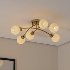 Argon Deckenleuchte Marlo, messingfarben, Opalglas, 6-flammig