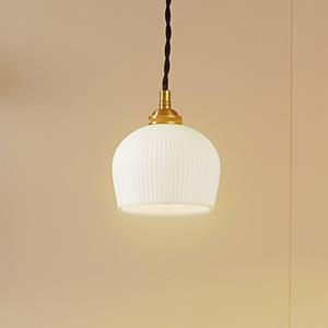 Lindby H&auml;ngeleuchte Nolane, &Oslash; 11 cm, Keramik, wei&szlig;/messing