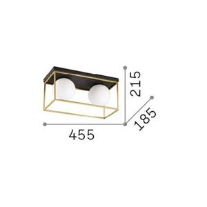 Ideallux Ideal Lux plafondlamp Lingotto, 2-lamps, zwart, opaal glas