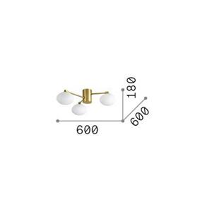 Ideallux Ideal Lux plafondlamp Hermes messingkleurig 60 cm 3-lamps glas