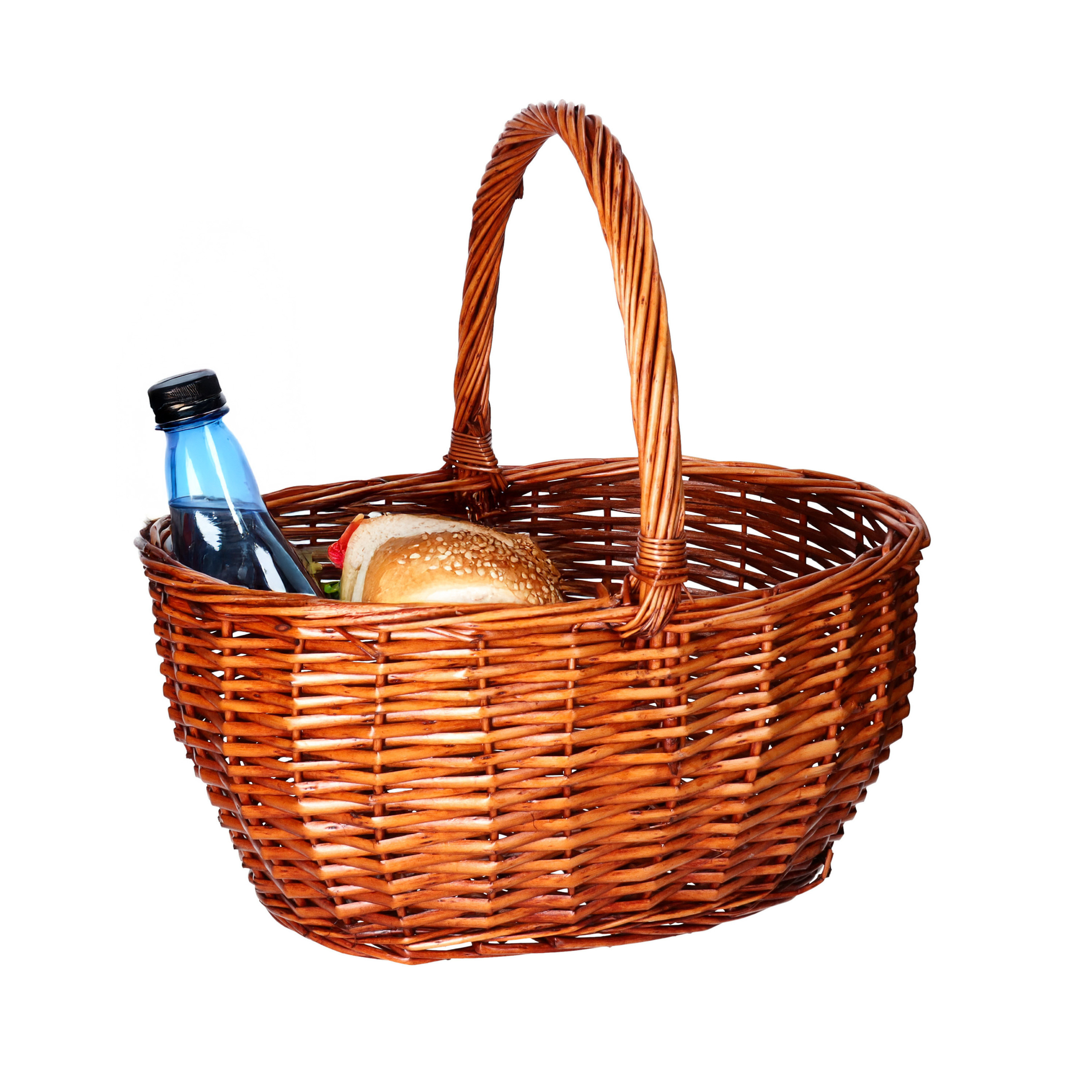 CM Picknickmand met hengsel - mahonie - riet - x 31 x 21  -