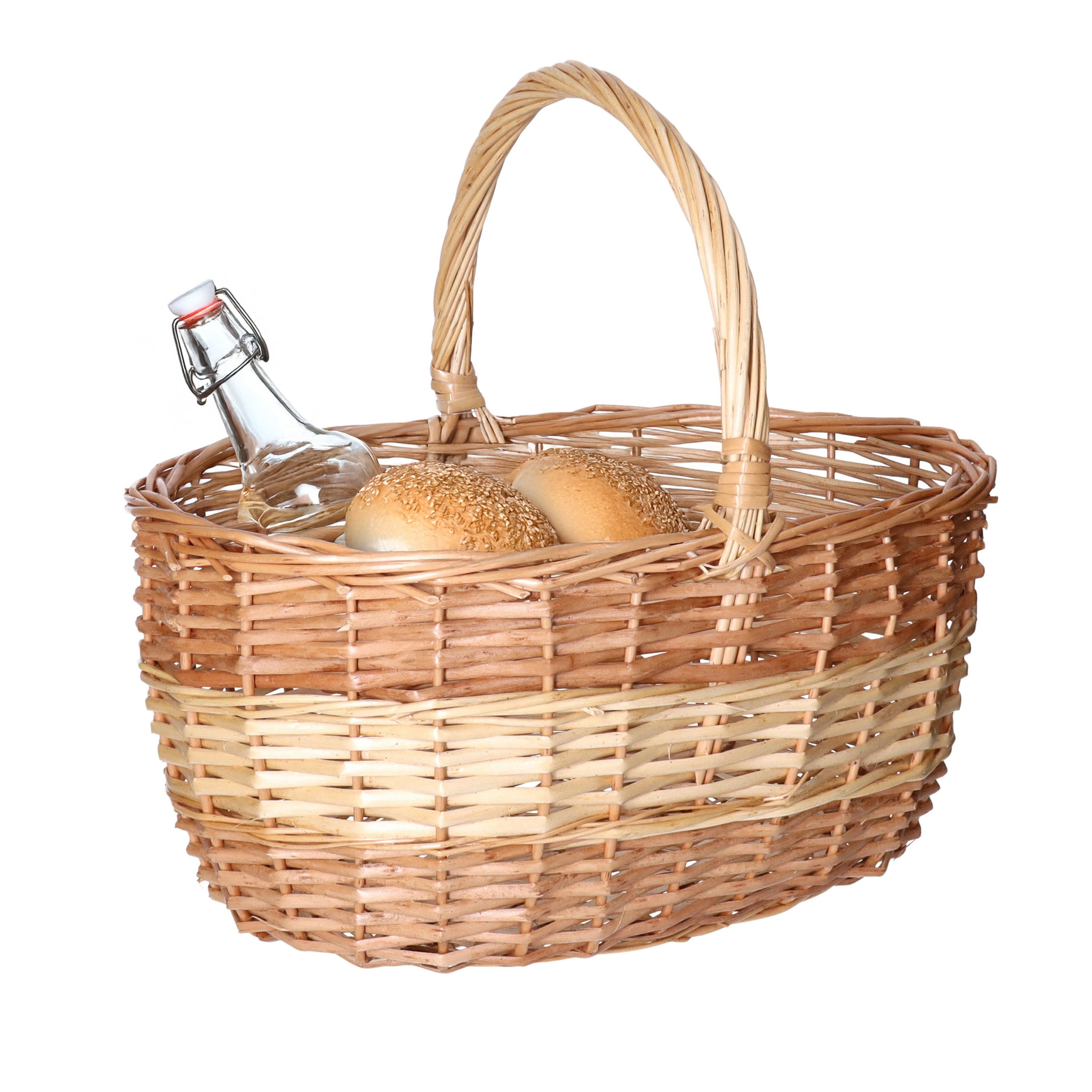 CM Picknickmand met hengsel - naturel - riet - x 30 x 20  -