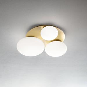Ideallux Ideal Lux plafondlamp Ninfea, messingkleurig, opaalglas, 3-lichts.
