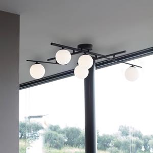 Ideallux Ideal Lux plafondlamp Atlas zwart, 5-lamps metaalglas