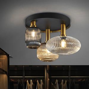 Schuller Valencia Deckenleuchte Norma, &Oslash; 56 cm, 3-flg., schwarz/messing, Glas