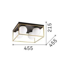 Ideallux Ideal Lux plafondlamp Lingotto, 4-lamps, zwart, opaal glas