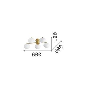 Ideallux Ideal Lux plafondlamp Hermes messingkleurig 60 cm 5-lamps glas