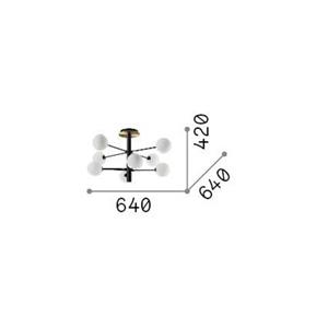 Ideallux Ideal Lux Cosmopolitan plafondlamp zwart metaal glas 8flg.