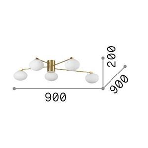 Ideallux Ideal Lux Hermes plafondlamp, wit, 90 cm, 5-lamps, glas