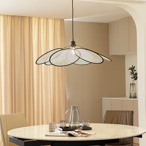 Lindby H&auml;ngeleuchte Astraia, natur/schwarz, Leinen, &Oslash; 80 cm