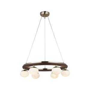 Lucea H&auml;ngeleuchte Tolosa, &Oslash; 52 cm, messing, 6-flammig, Glas, Holz