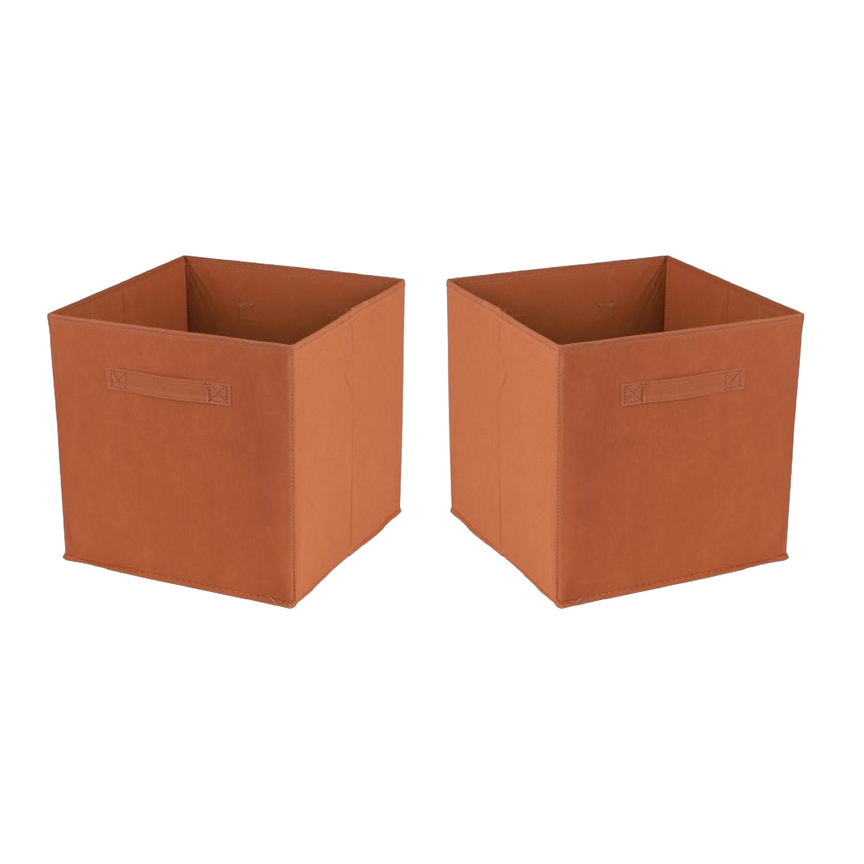 Urban Living Opbergmand/kastmand Square Box - 6x - karton/kunststof - 29 liter - oranje - 31 x 31 x 31 cm -