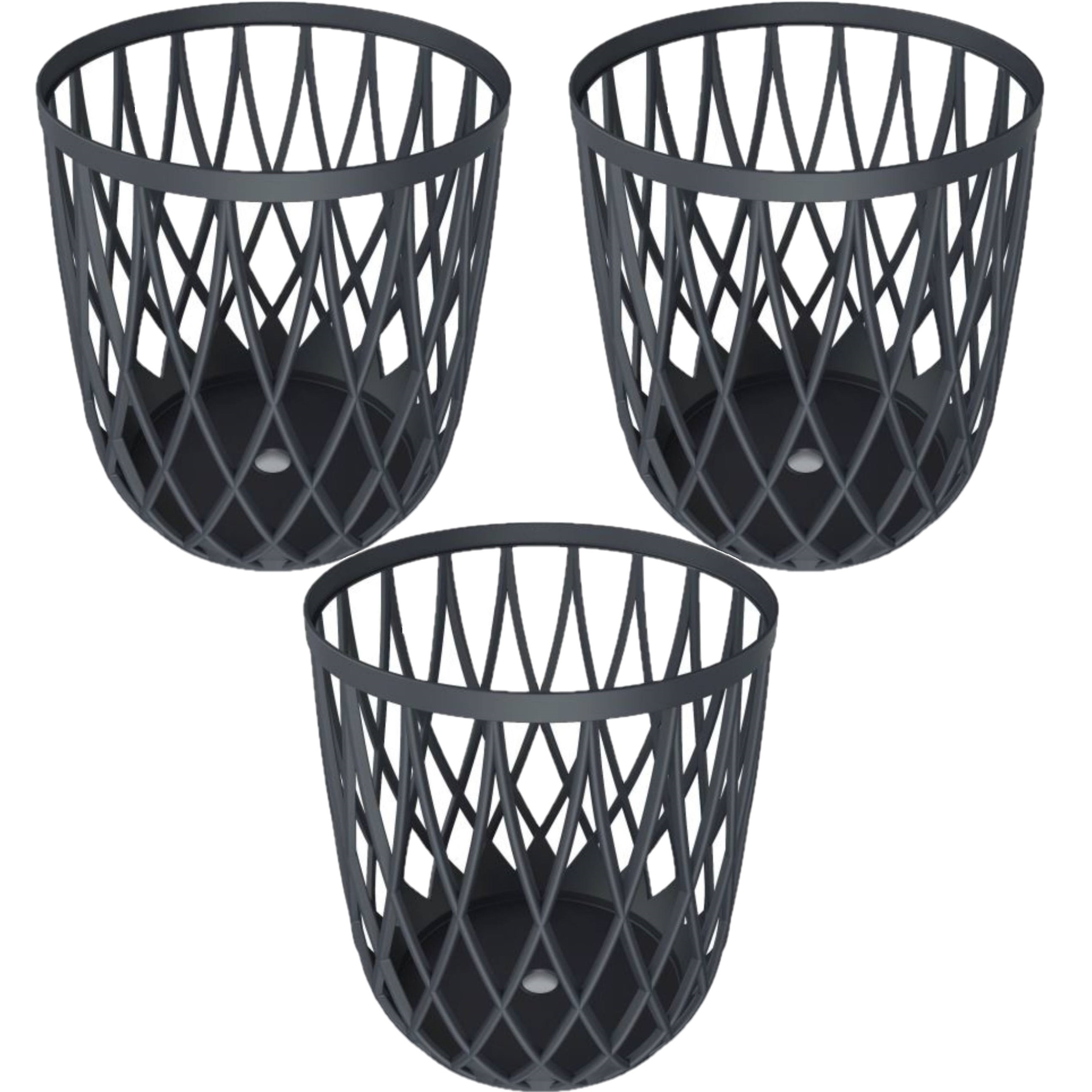 Prosperplast 3x Stuks kunststof opbergmanden antraciet 45 cm -