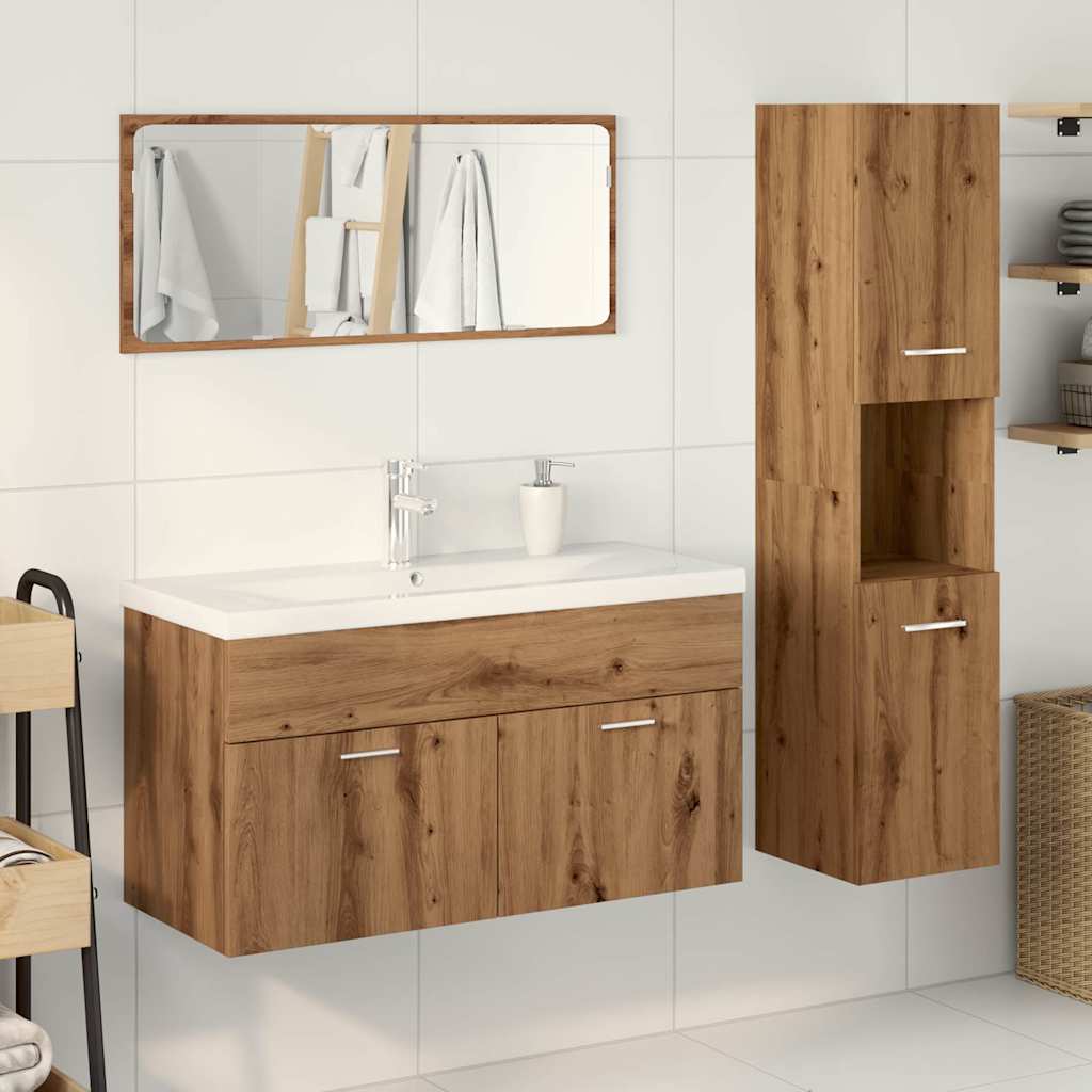 vidaXL 4-delige Badkamermeubelset bewerkt hout artisanaal eikenkleur