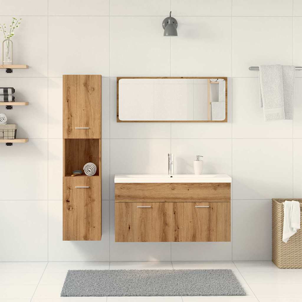 vidaXL 5-delige Badkamermeubelset bewerkt hout artisanaal eikenkleur