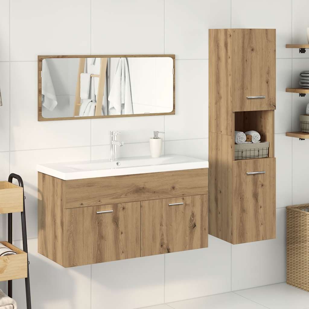 vidaXL 4-delige Badkamermeubelset bewerkt hout artisanaal eikenkleur