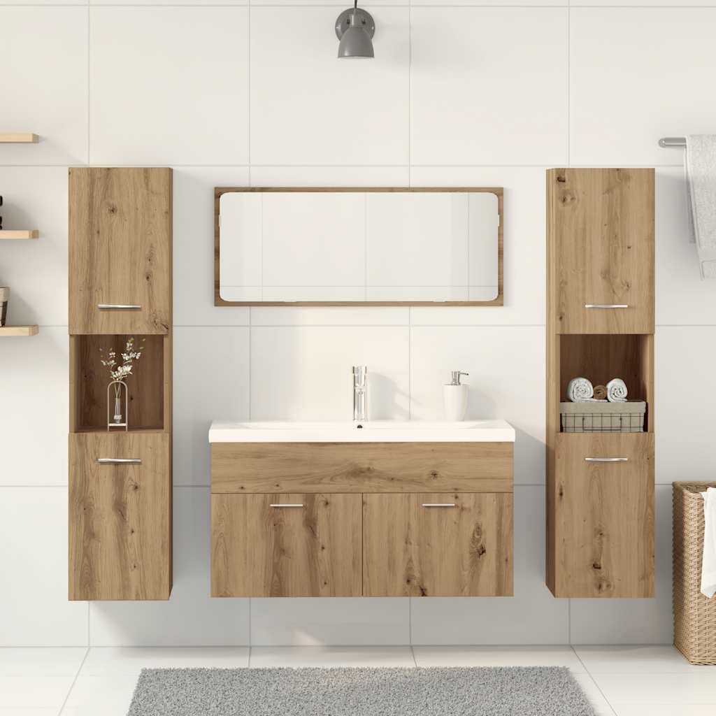 vidaXL 5-delige Badkamermeubelset bewerkt hout artisanaal eikenkleur