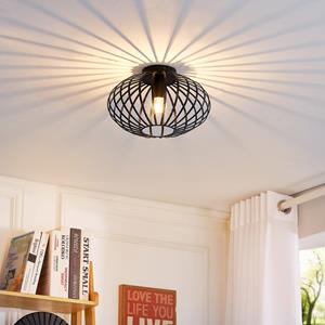 Lindby Deckenleuchte Maivi, schwarz, 30 cm, Eisen, K&auml;fig