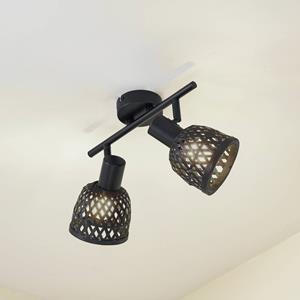 Lindby Deckenleuchte Eskil, 2-flg., schwarz, Bambus, &Oslash; 10 cm