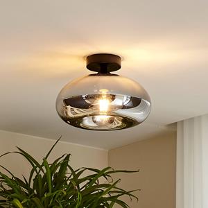 Lindby Deckenleuchte Zehra, &Oslash; 28 cm, rauchgrau, Glas