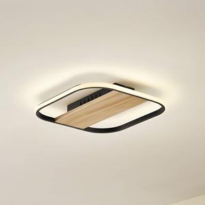Lindby LED-Deckenleuchte Romilda, grau, Holz, 37 cm breit