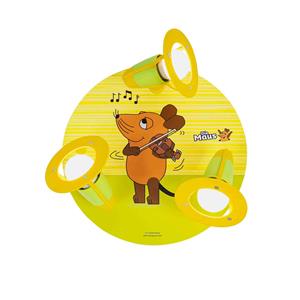 Elobra Deckenrondell Maus, gelb, &Oslash; 29 cm, 3-flammig, Holz