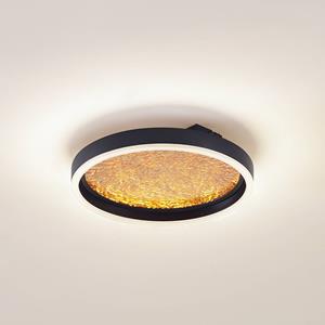 Lucande LED-Deckenleuchte Menulis, schwarz/gold, PC, &Oslash; 30 cm