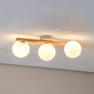 TK Lighting Deckenleuchte Estera, Opalglas, Holz, dreiflammig