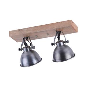 JUST LIGHT. Plafondlamp Samia, 2-lamps, mangohout, ijzer