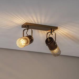 Avonni Deckenlampe Albrecht antikgold L&auml;nge 32 cm Metall/Holz 2flg.