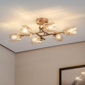 Avonni Deckenlampe Horia antikgold/amber 80x40 cm Glas/Metall 6-flg